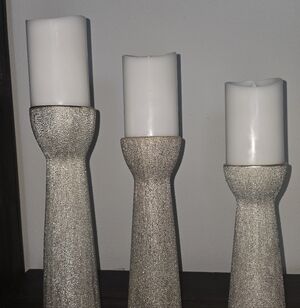 Elegant Silver Candle Holder Set